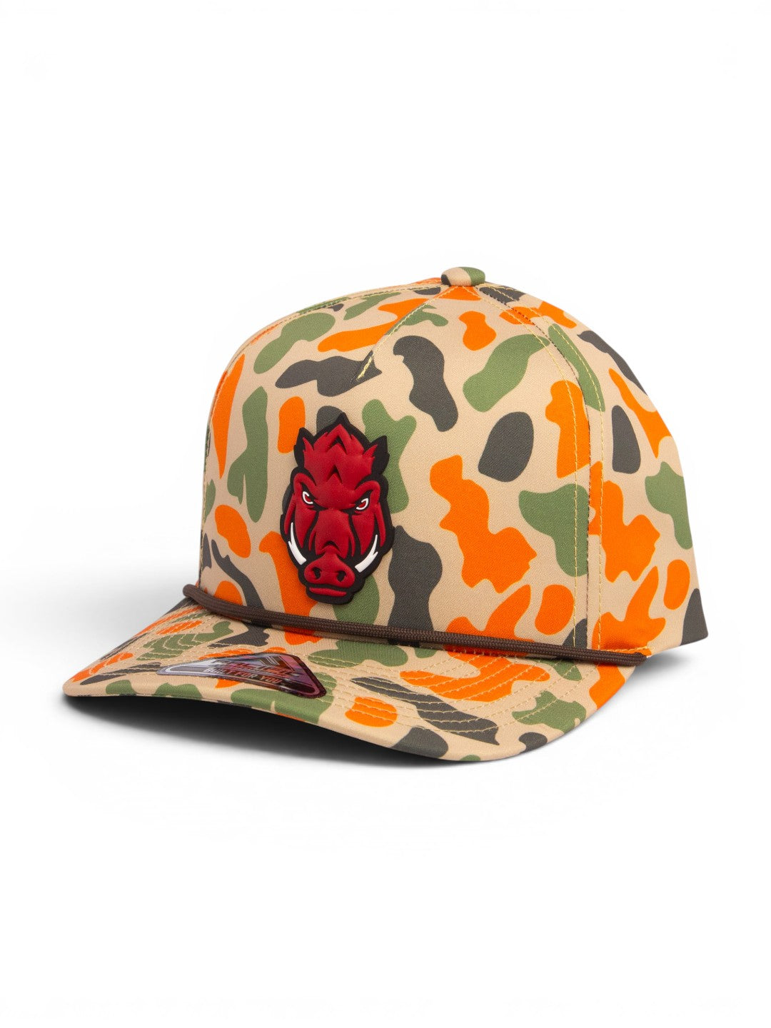Arkansas Razorbacks Forward Facing Hog 3D Duck Camo Rope Hat- Blaze Camo