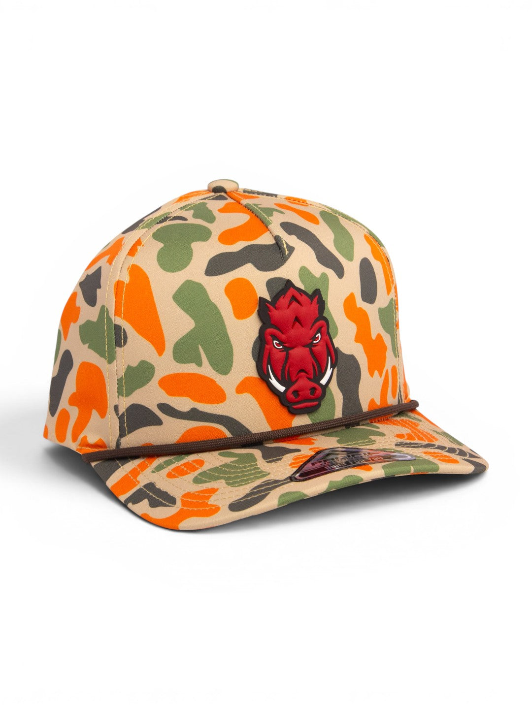 Arkansas Razorbacks Forward Facing Hog 3D Duck Camo Rope Hat- Blaze Camo