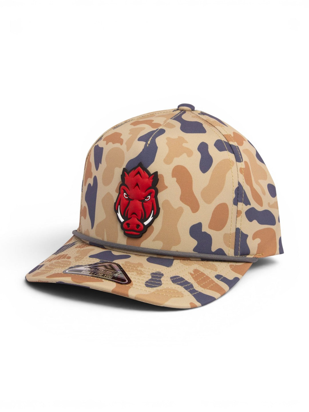 Arkansas Razorbacks Forward Facing Hog 3D Duck Camo Rope Hat- Canyon