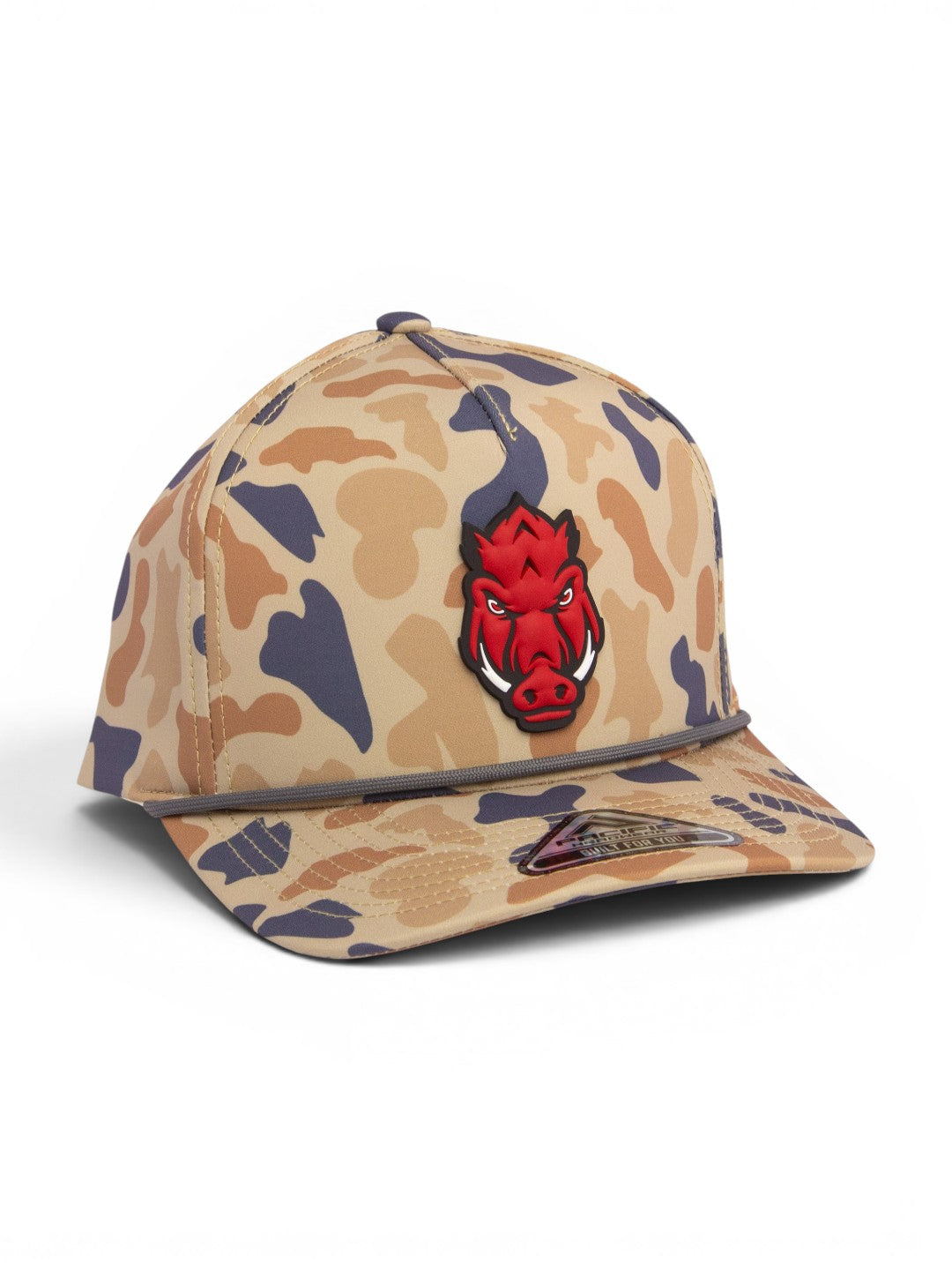 Arkansas Razorbacks Forward Facing Hog 3D Duck Camo Rope Hat- Canyon