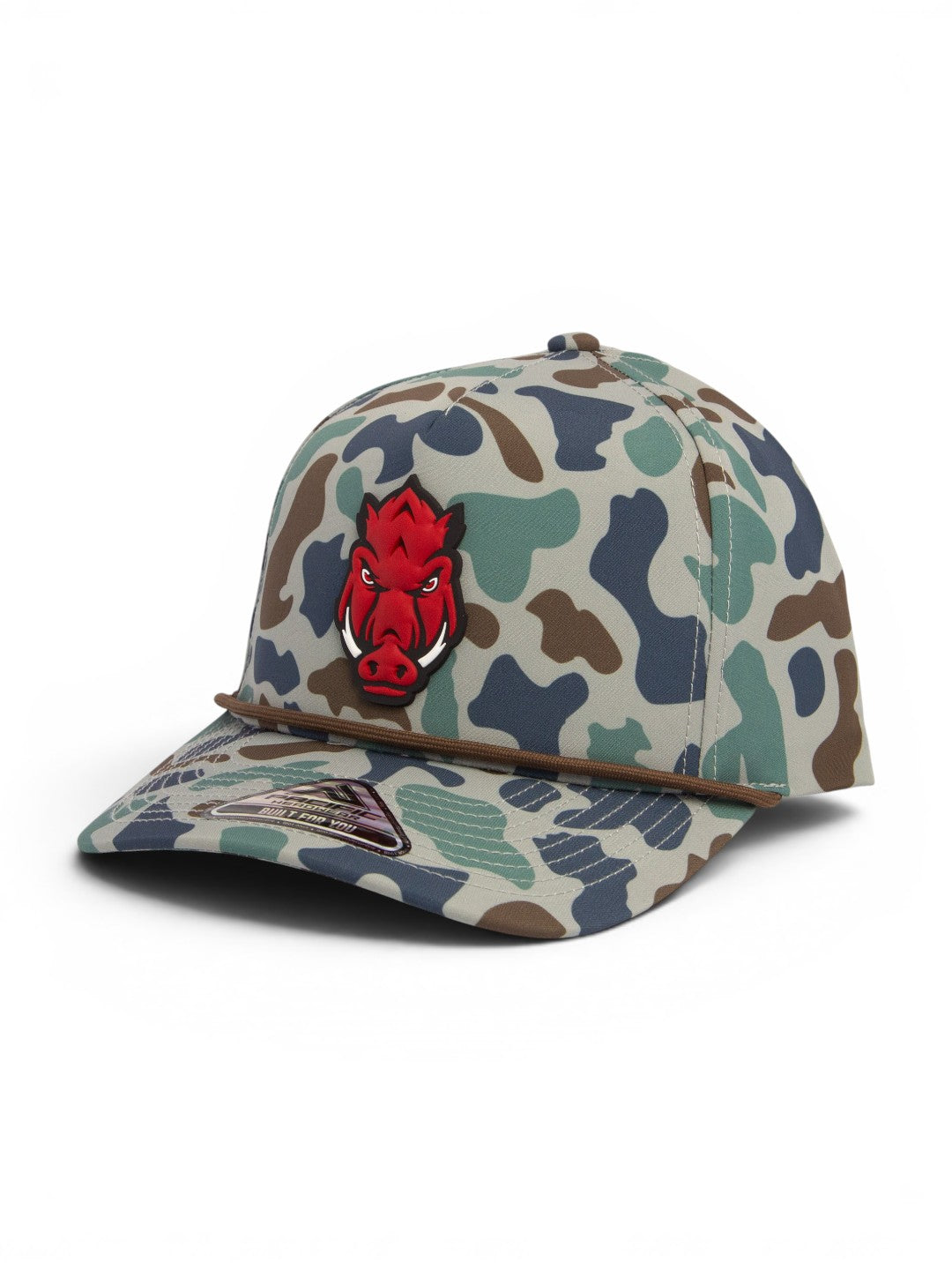Arkansas Razorbacks Forward Facing Hog 3D Duck Camo Rope Hat- Mallard