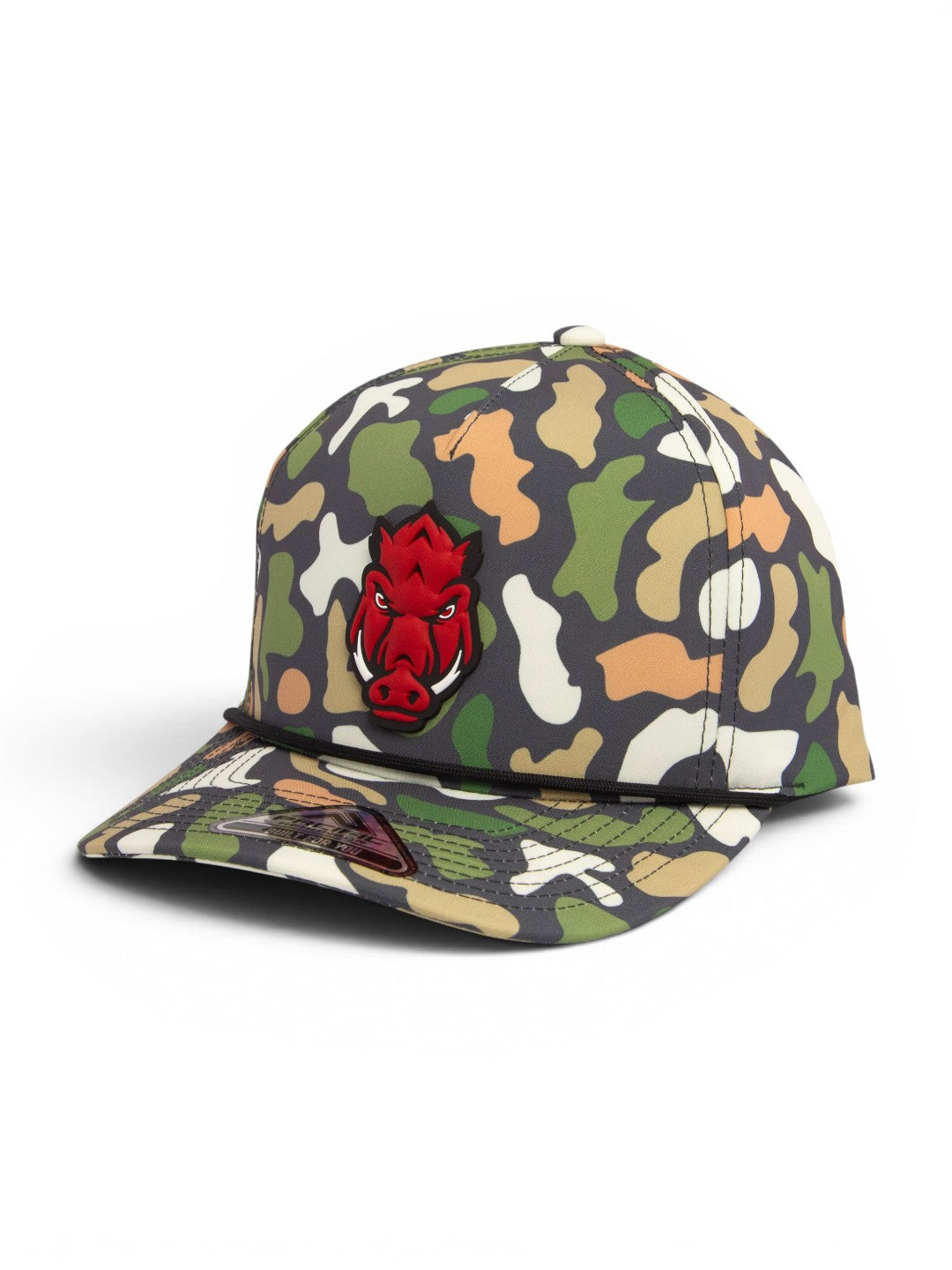Arkansas Razorbacks Forward Facing Hog 3D Duck Camo Rope Hat- Bayou