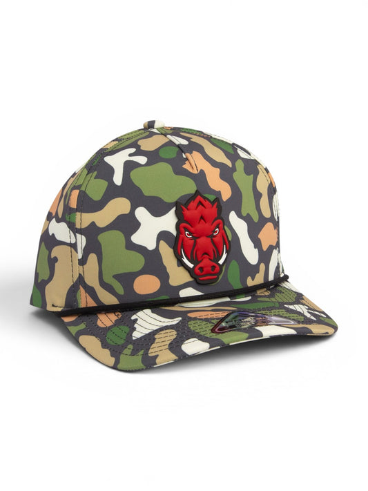 Arkansas Razorbacks Forward Facing Hog 3D Duck Camo Rope Hat- Bayou