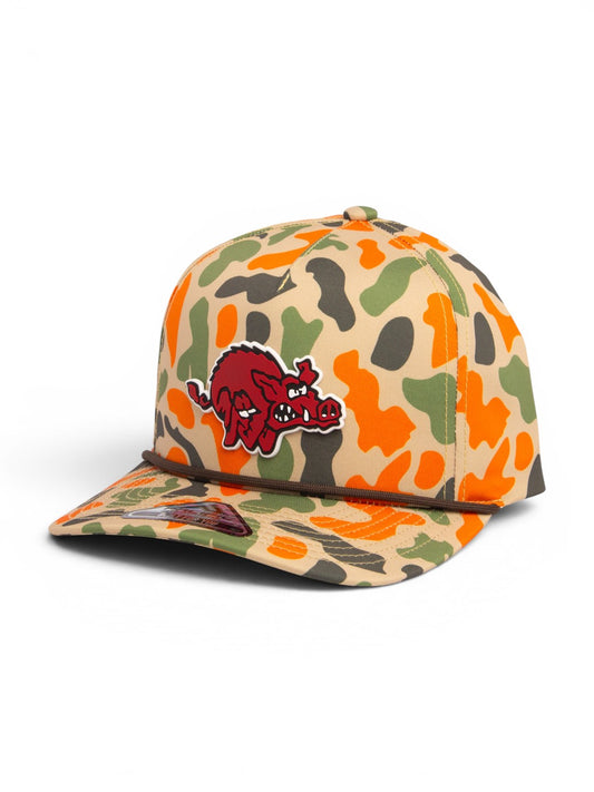 Arkansas Razorbacks 1970’s Classic 3D Duck Camo Rope Hat- Blaze Camo