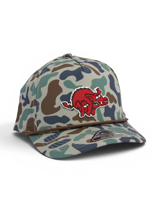 Arkansas Razorbacks 1970’s Classic 3D Duck Camo Rope Hat- Mallard