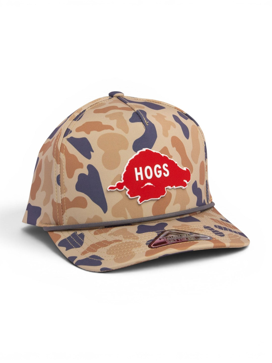 Arkansas Razorbacks Retro HOGS Red 3D Duck Camo Rope Hat- Canyon
