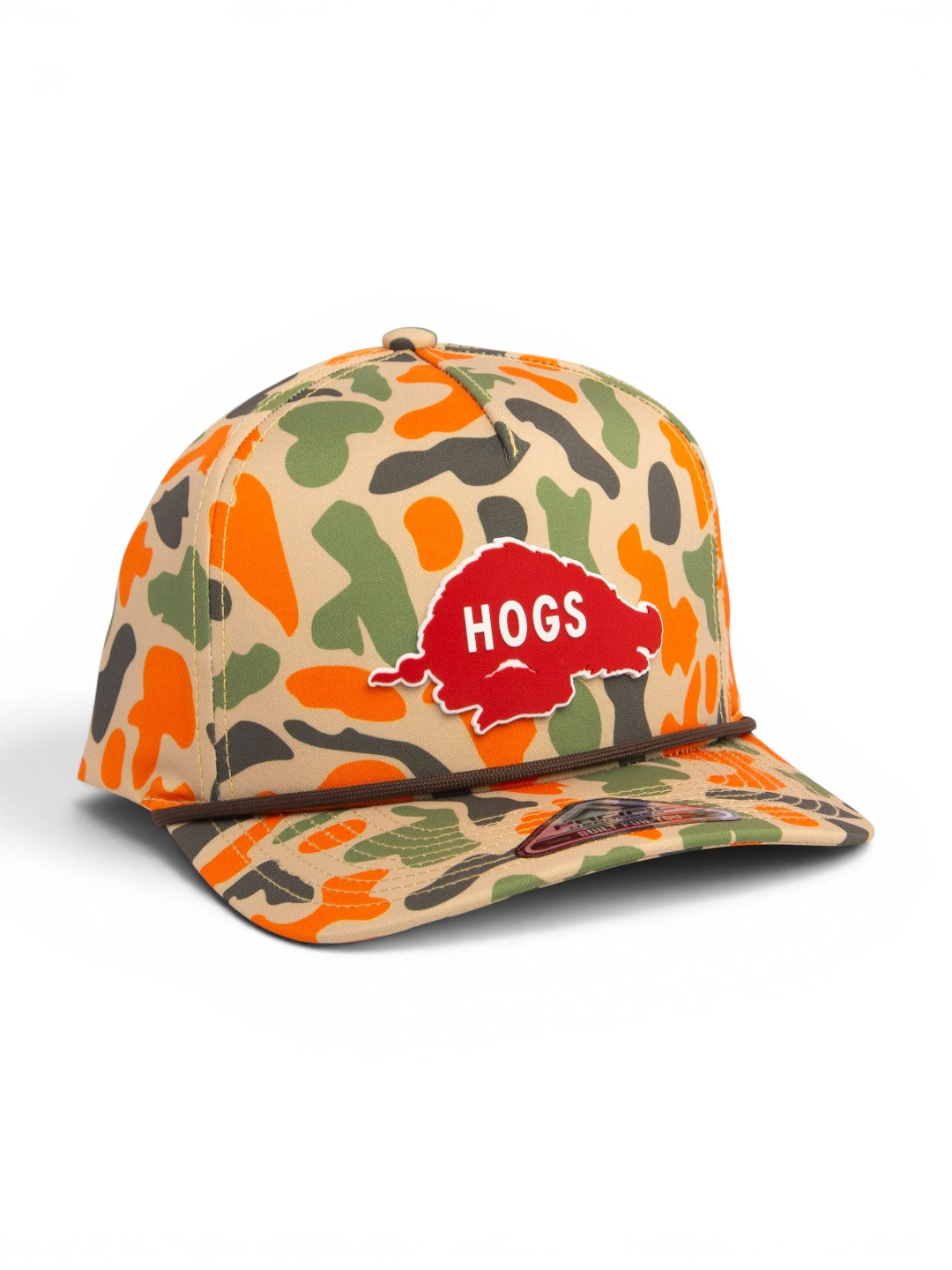 Arkansas Razorbacks Retro HOGS Red 3D Duck Camo Rope Hat- Blaze Camo