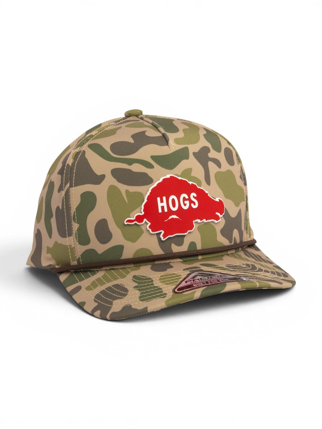 Arkansas Razorbacks Retro HOGS Red 3D Duck Camo Rope Hat- Coastland