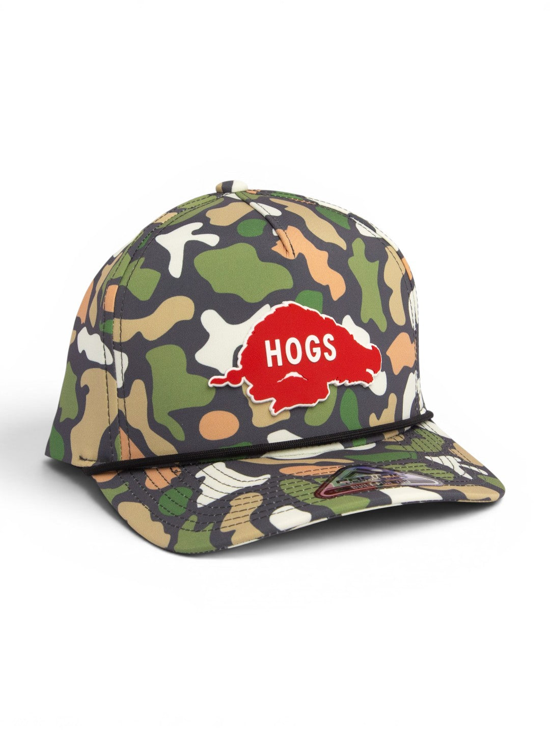 Arkansas Razorbacks Retro HOGS Red 3D Duck Camo Rope Hat- Bayou