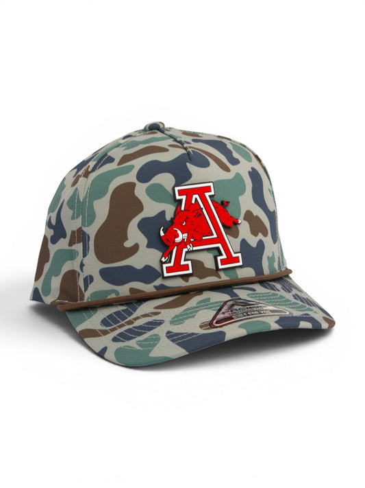 Arkansas Razorbacks Jumping Hog 3D Duck Camo Rope Hat- Mallard