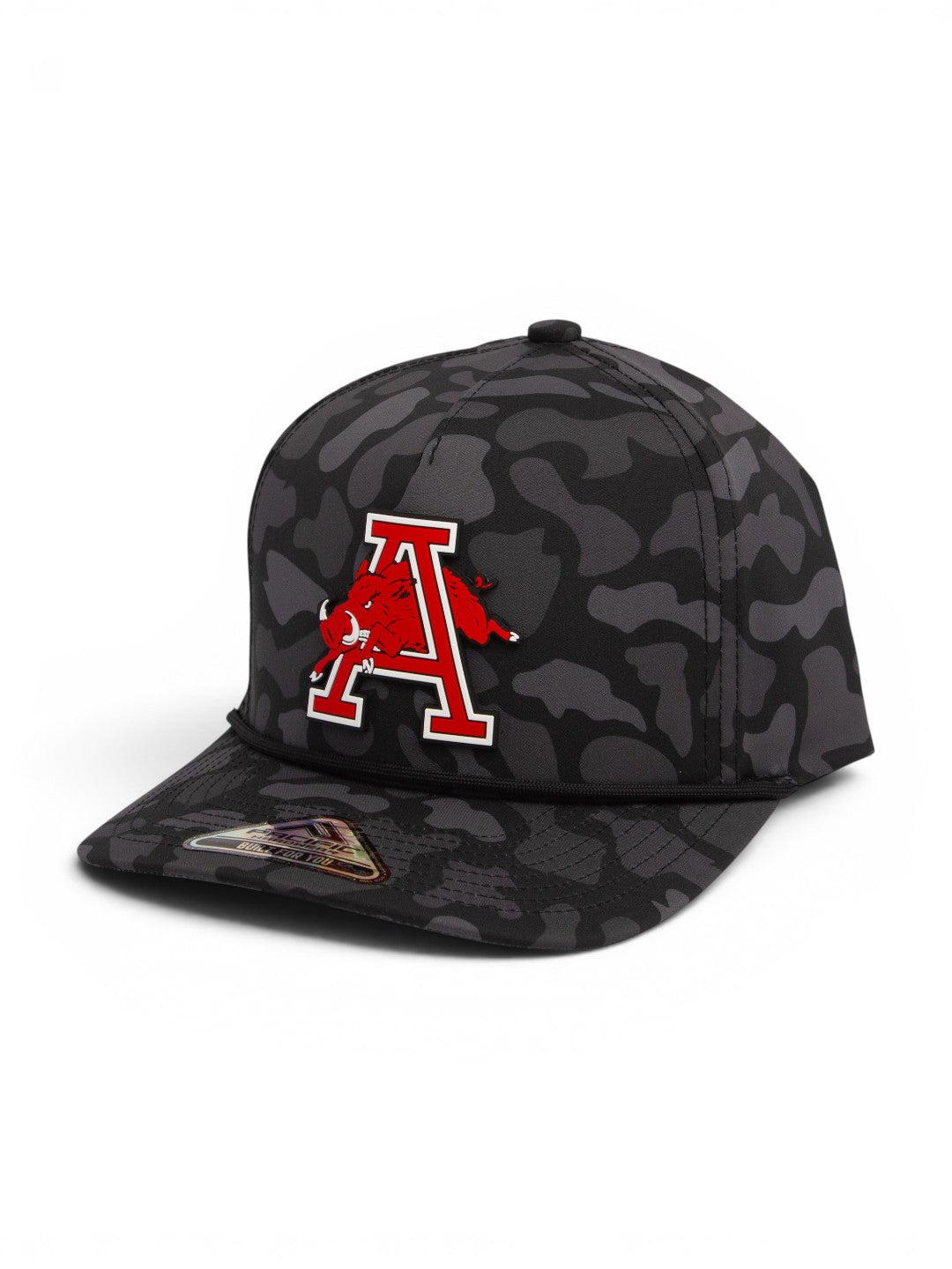 Arkansas Razorbacks Jumping Hog 3D Duck Camo Rope Hat- Blackout