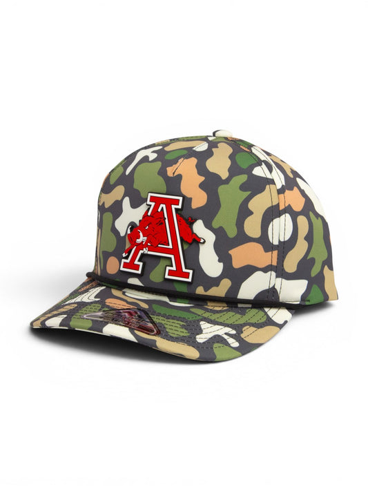 Arkansas Razorbacks Jumping Hog 3D Duck Camo Rope Hat- Bayou