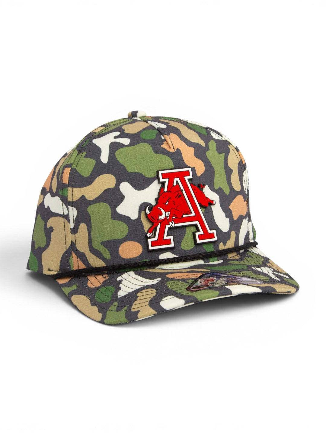 Arkansas Razorbacks Jumping Hog 3D Duck Camo Rope Hat- Bayou