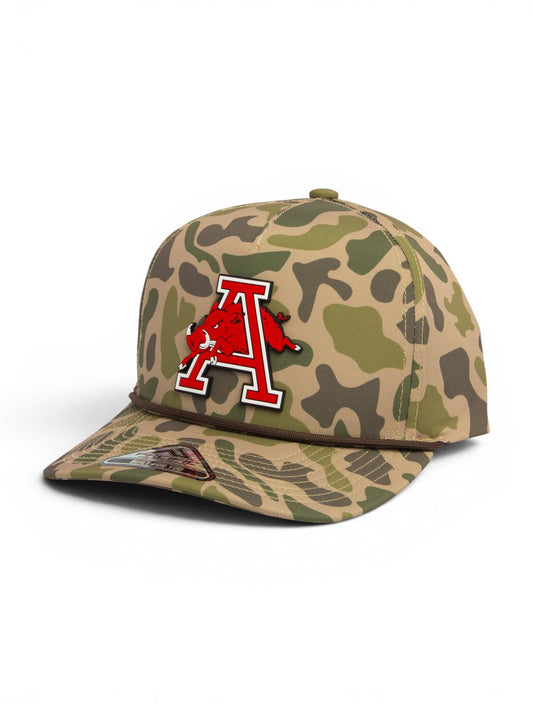 Arkansas Razorbacks Jumping Hog 3D Duck Camo Rope Hat- Coastland