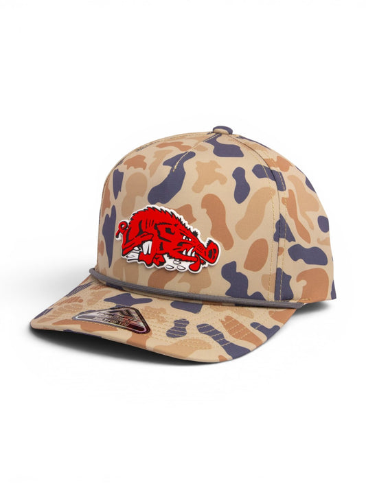 Arkansas Razorbacks Slobbering Hog 3D Duck Camo Rope Hat- Canyon