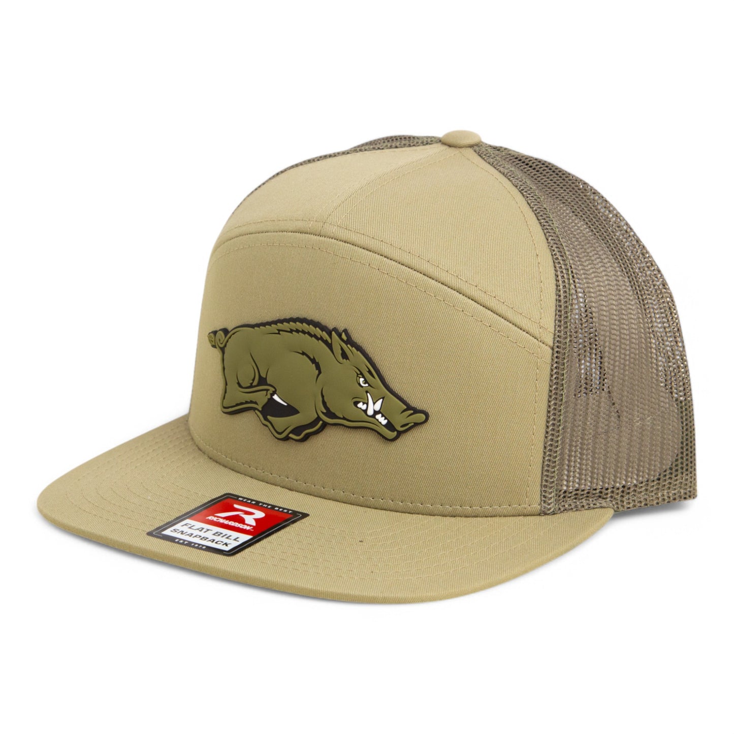 Arkansas Razorbacks Loden Edition 3D Snapback Seven-Panel Flat Bill Trucker Hat- Pale Loden