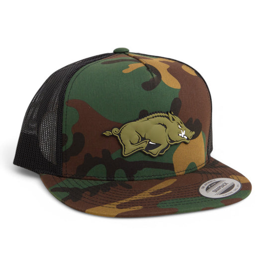 Arkansas Razorbacks Loden Edition 3D YP Snapback Flat Bill Trucker Hat- Army Camo/ Black