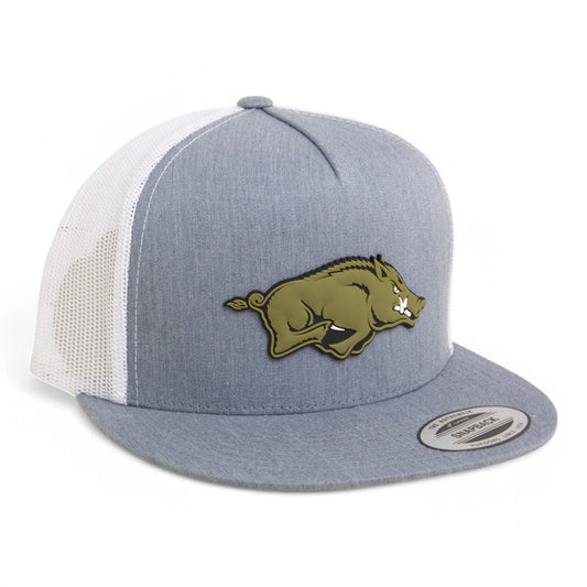 Arkansas Razorbacks Loden Edition 3D YP Snapback Flat Bill Trucker Hat- Heather Grey/ White