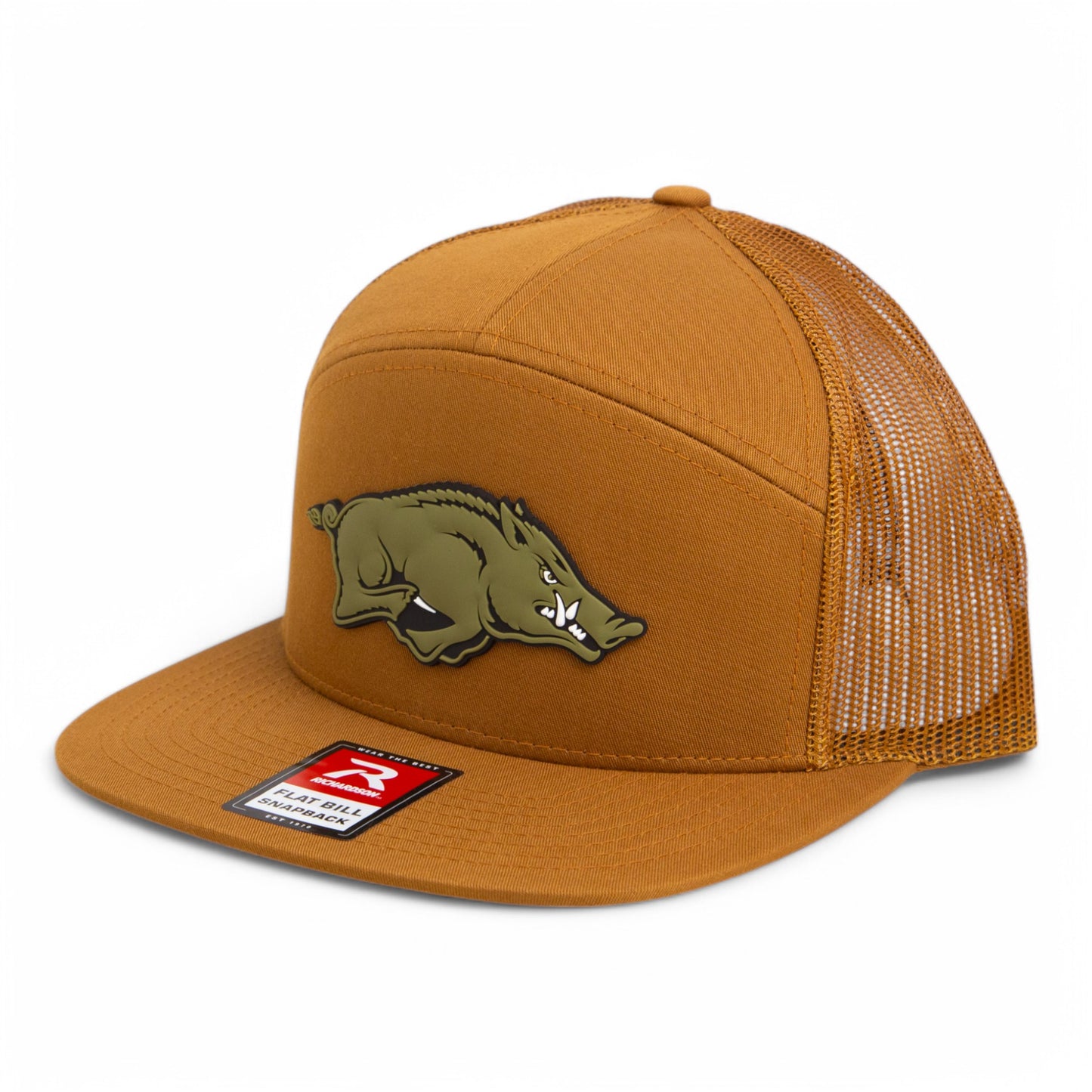 Arkansas Razorbacks Loden Edition 3D Snapback Seven-Panel Flat Bill Trucker Hat- Caramel