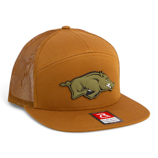 Arkansas Razorbacks Loden Edition 3D Snapback Seven-Panel Flat Bill Trucker Hat- Caramel