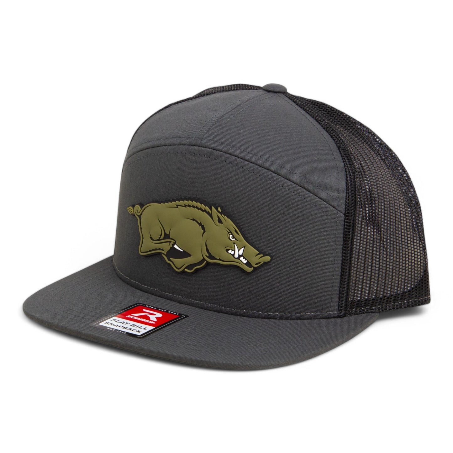 Arkansas Razorbacks Loden Edition 3D Snapback Seven-Panel Flat Bill Trucker Hat- Charcoal/ Black