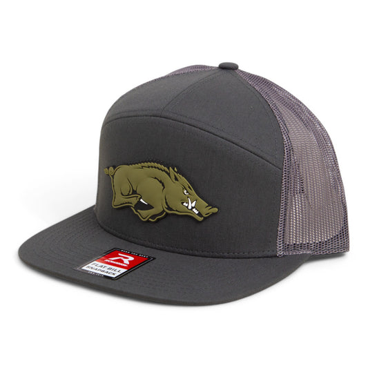 Arkansas Razorbacks Loden Edition 3D Snapback Seven-Panel Flat Bill Trucker Hat- Charcoal