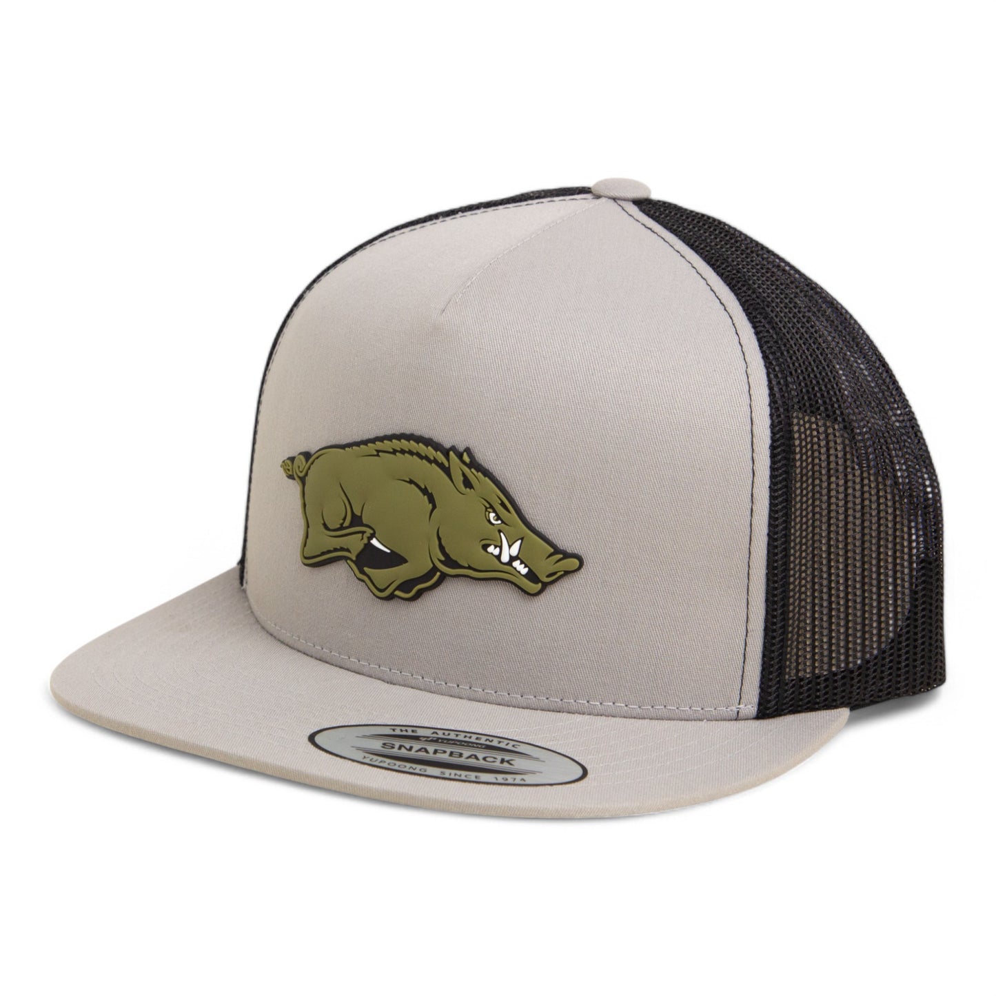 Arkansas Razorbacks Loden Edition 3D YP Snapback Flat Bill Trucker Hat- Silver/ Black