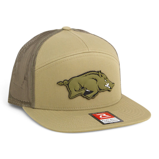 Arkansas Razorbacks Loden Edition 3D Snapback Seven-Panel Flat Bill Trucker Hat- Pale Loden