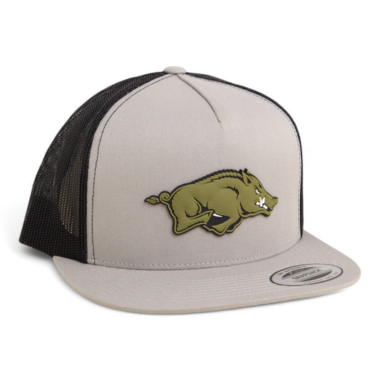 Arkansas Razorbacks Loden Edition 3D YP Snapback Flat Bill Trucker Hat- Silver/ Black