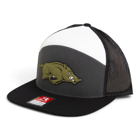 Arkansas Razorbacks Loden Edition 3D Snapback Seven-Panel Flat Bill Trucker Hat- Charcoal/ White/ Black