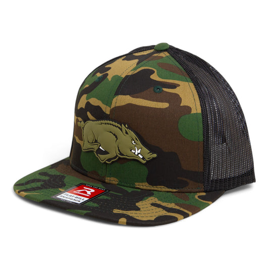 Arkansas Razorbacks Loden Edition 3D Wool Blend Flat Bill Hat- Army Camo/ Black