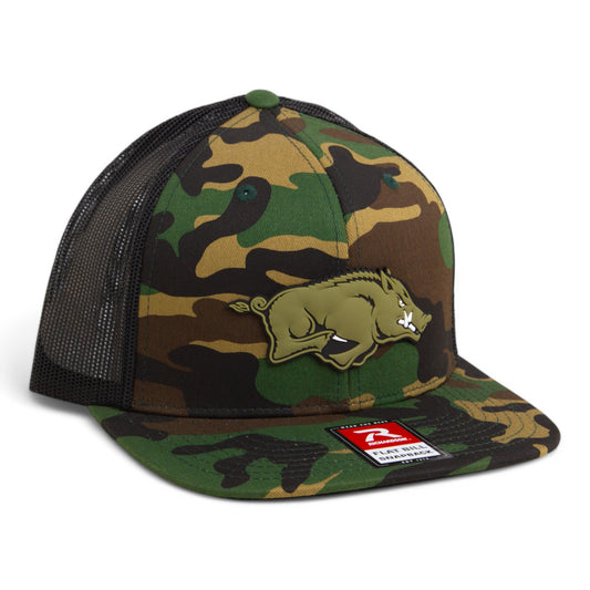 Arkansas Razorbacks Loden Edition 3D Wool Blend Flat Bill Hat- Army Camo/ Black