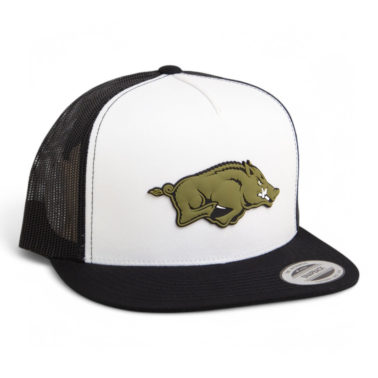 Arkansas Razorbacks Loden Edition 3D YP Snapback Flat Bill Trucker Hat- White/ Black