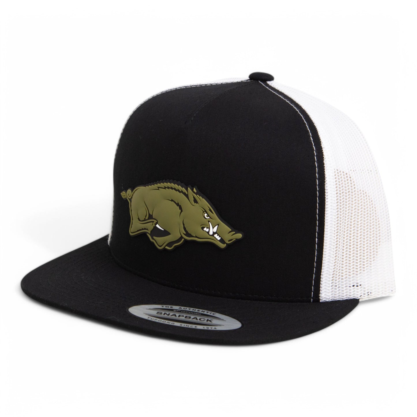 Arkansas Razorbacks Loden Edition 3D YP Snapback Flat Bill Trucker Hat- Black/ White