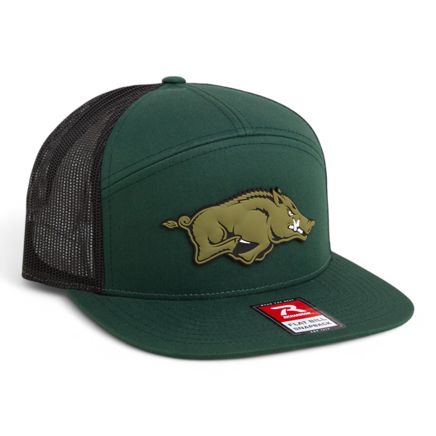 Arkansas Razorbacks Loden Edition 3D Snapback Seven-Panel Flat Bill Trucker Hat- Dark Green/ Black