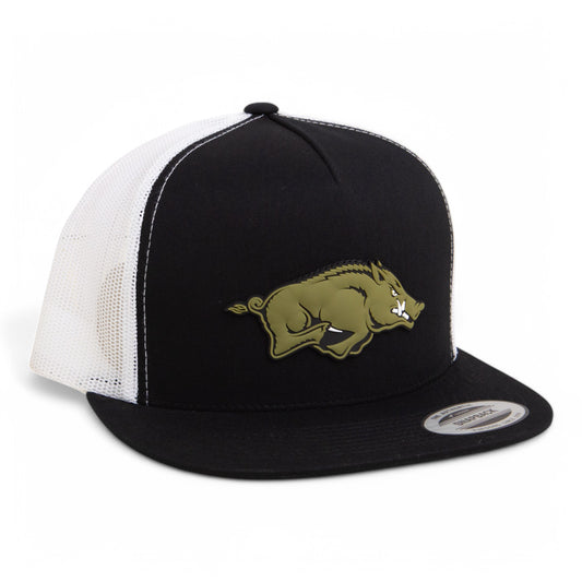 Arkansas Razorbacks Loden Edition 3D YP Snapback Flat Bill Trucker Hat- Black/ White