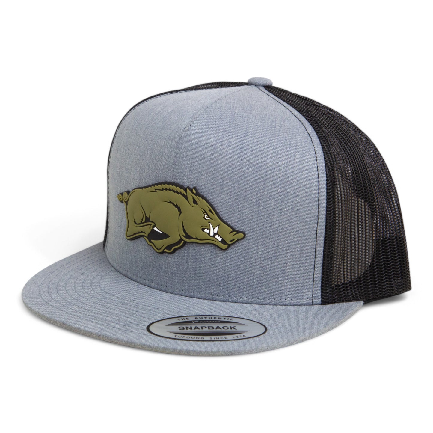 Arkansas Razorbacks Loden Edition 3D YP Snapback Flat Bill Trucker Hat- Heather Grey/ Black