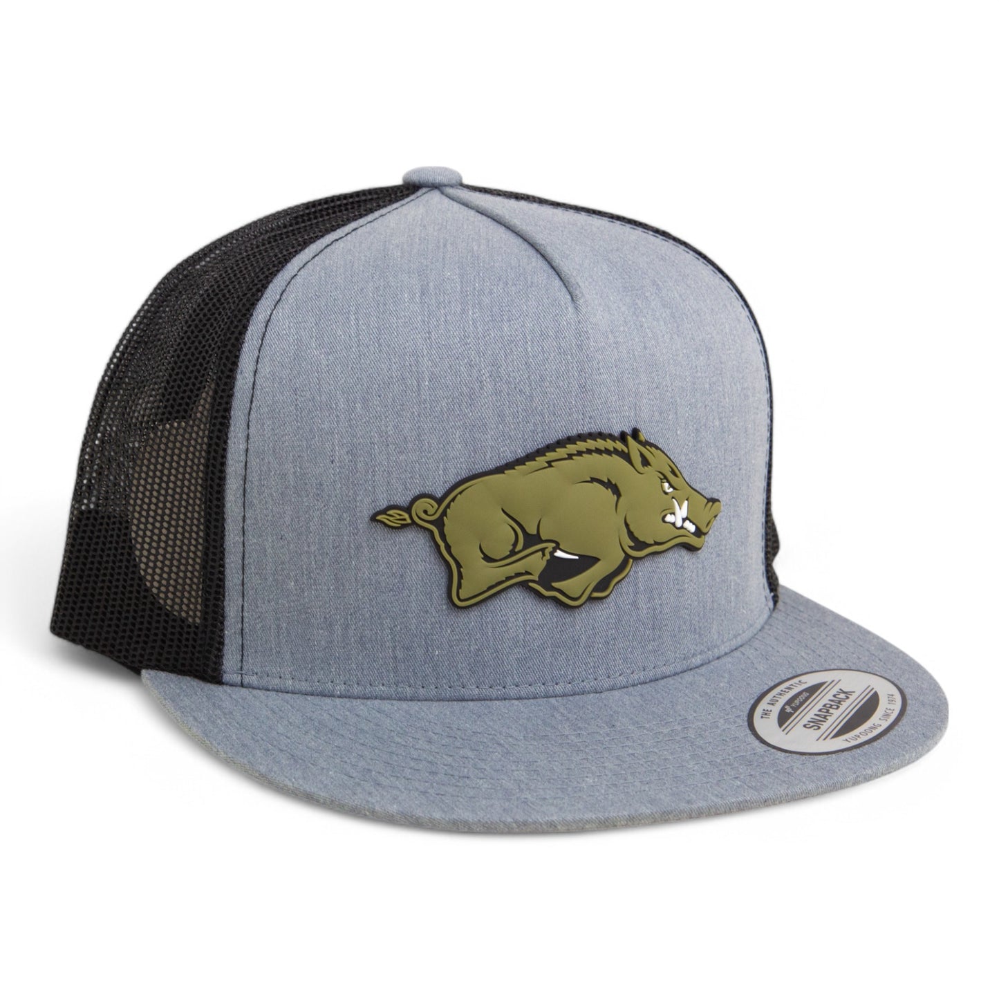 Arkansas Razorbacks Loden Edition 3D YP Snapback Flat Bill Trucker Hat- Heather Grey/ Black