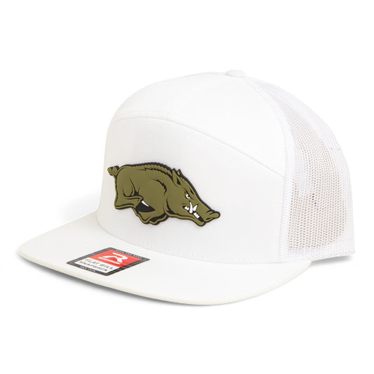 Arkansas Razorbacks Loden Edition 3D Snapback Seven-Panel Flat Bill Trucker Hat- White