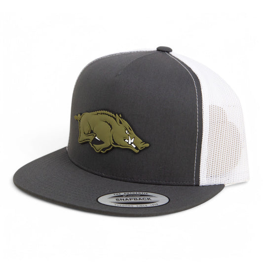 Arkansas Razorbacks Loden Edition 3D YP Snapback Flat Bill Trucker Hat- Charcoal/ White