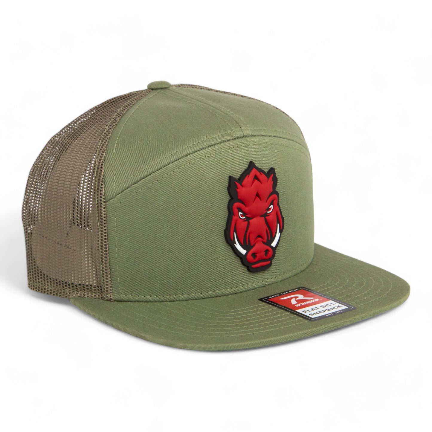 Arkansas Razorbacks Forward Facing Hog 3D Snapback Seven-Panel Flat Bill Trucker Hat- Loden Green