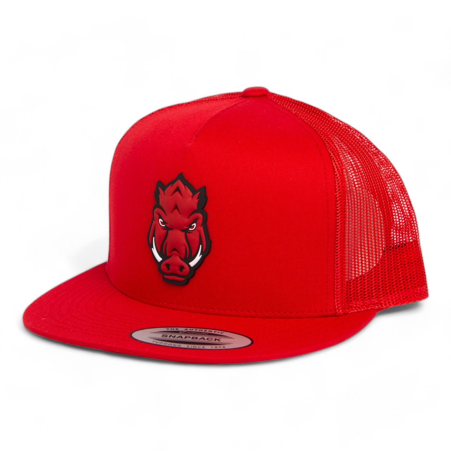 Arkansas Razorbacks Forward Facing Hog 3D YP Snapback Flat Bill Trucker Hat- Red