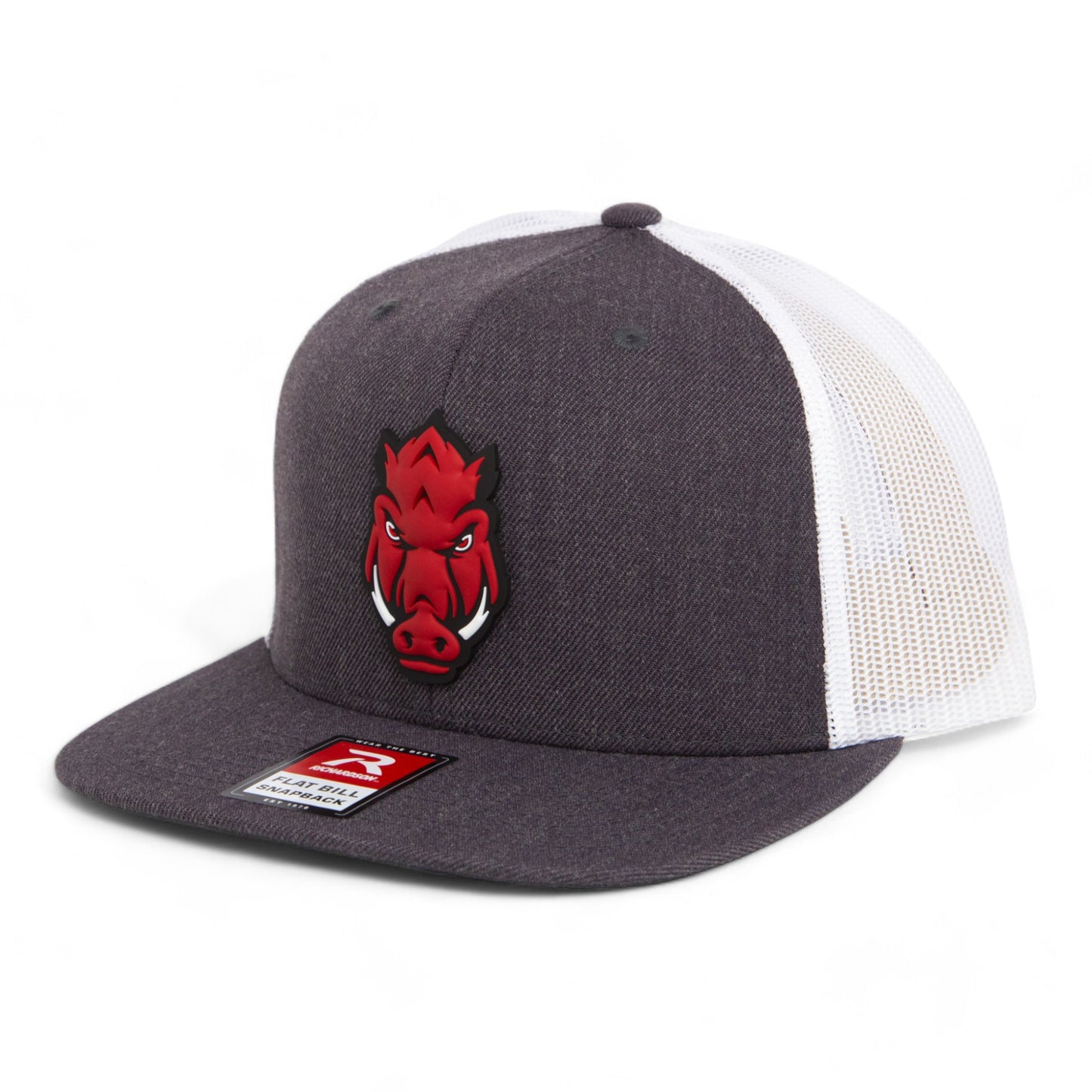 Arkansas Razorbacks Forward Facing Hog 3D Wool Blend Flat Bill Hat- Heather Charcoal/ White