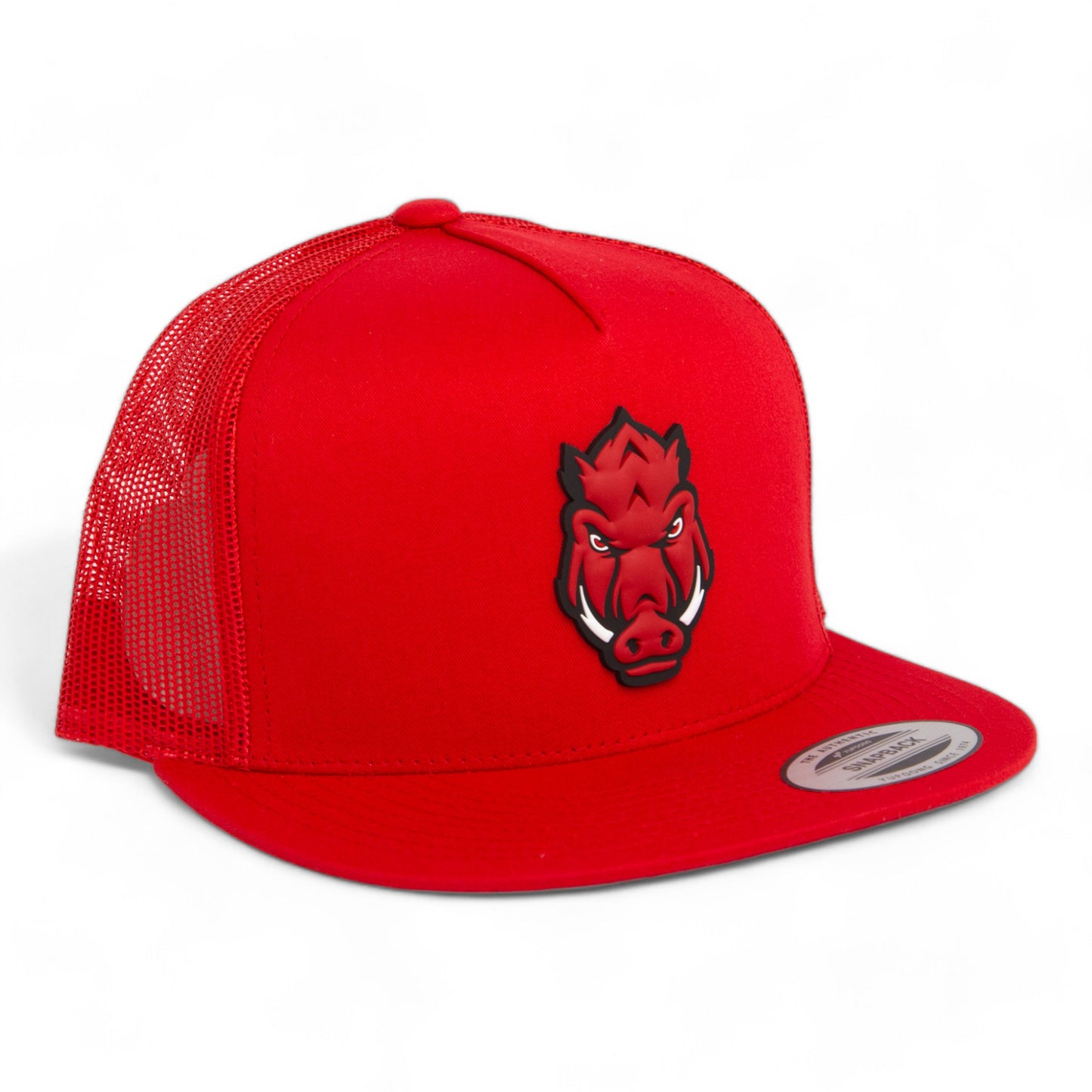 Arkansas Razorbacks Forward Facing Hog 3D YP Snapback Flat Bill Trucker Hat- Red