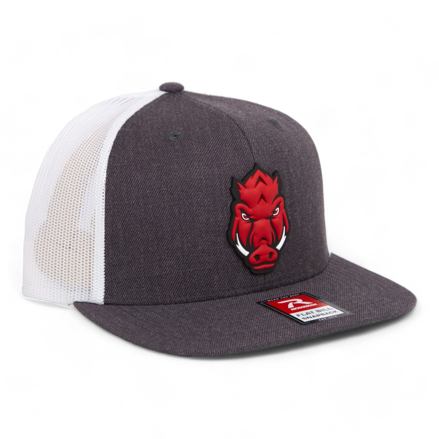 Arkansas Razorbacks Forward Facing Hog 3D Wool Blend Flat Bill Hat- Heather Charcoal/ White