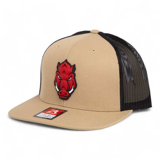 Arkansas Razorbacks Forward Facing Hog 3D Wool Blend Flat Bill Hat- Tan/ Black