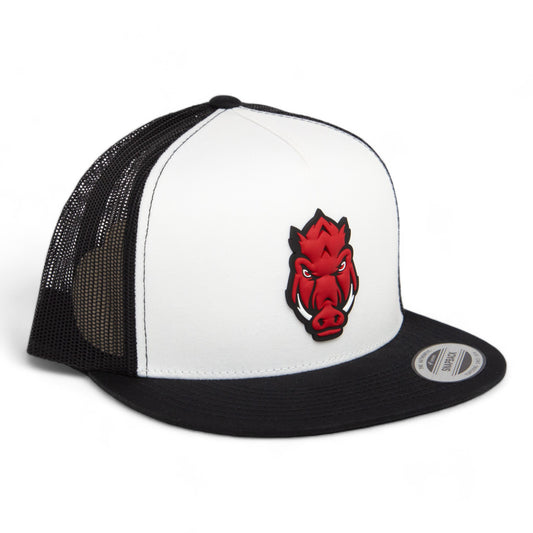 Arkansas Razorbacks Forward Facing Hog 3D YP Snapback Flat Bill Trucker Hat- White/ Black