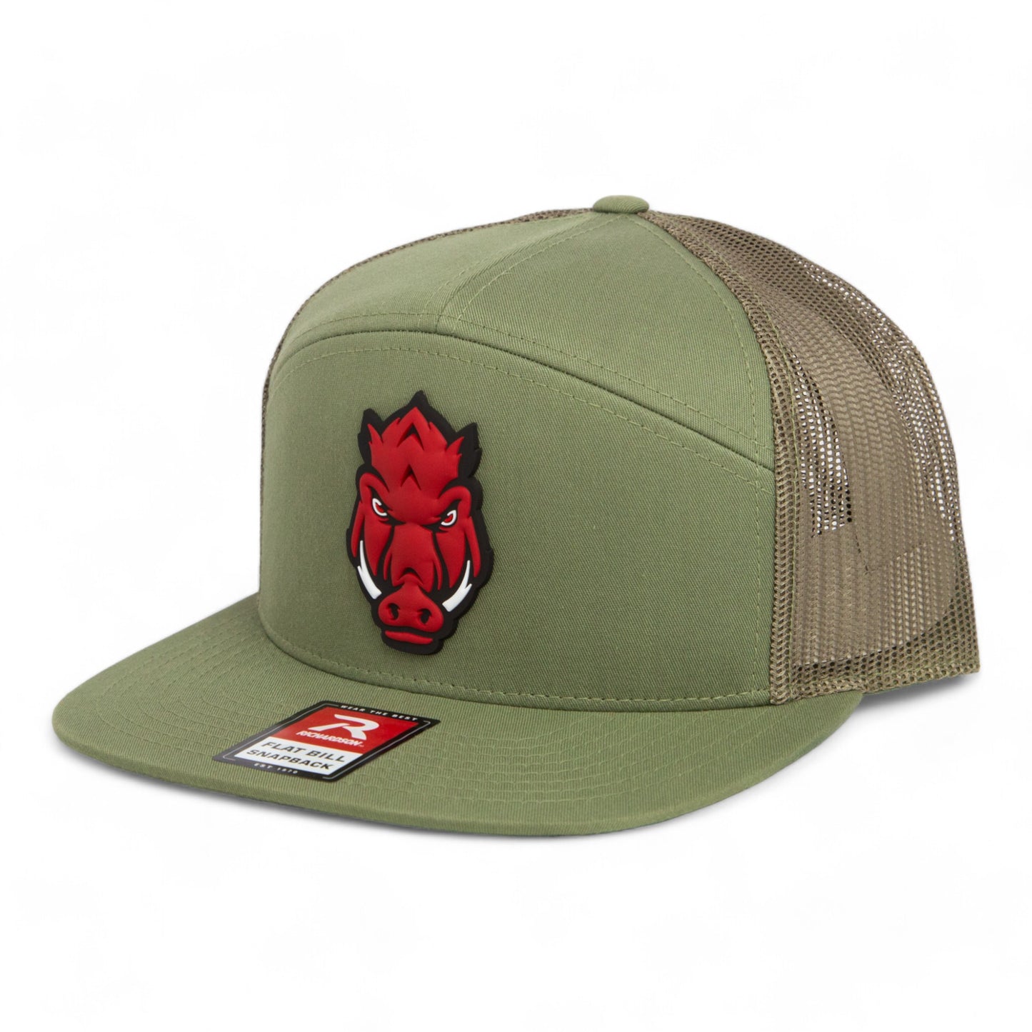 Arkansas Razorbacks Forward Facing Hog 3D Snapback Seven-Panel Flat Bill Trucker Hat- Loden Green