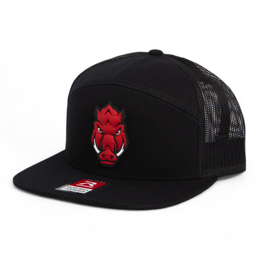 Arkansas Razorbacks Forward Facing Hog 3D Snapback Seven-Panel Flat Bill Trucker Hat- Black