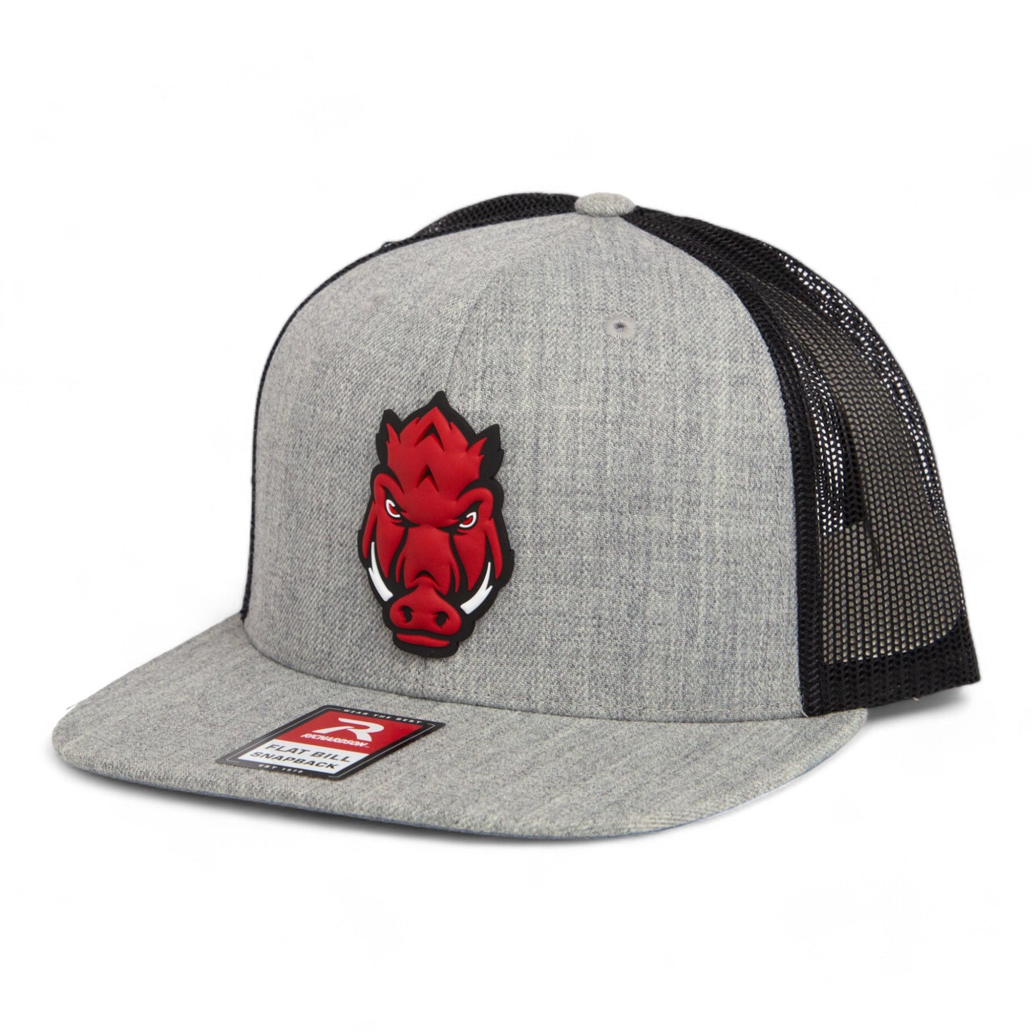 Arkansas Razorbacks Forward Facing Hog 3D Wool Blend Flat Bill Hat- Heather Grey/ Black